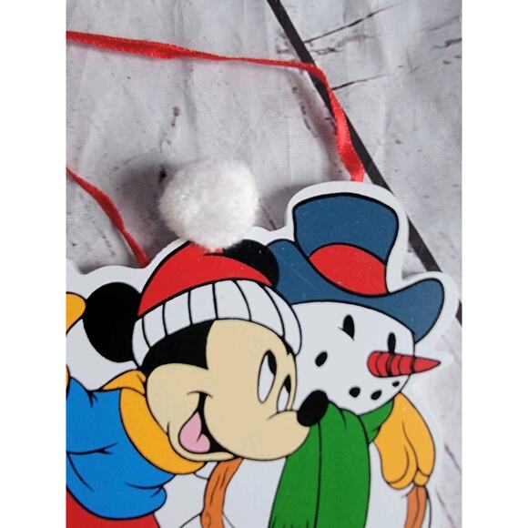Disney Kurt S. Adler Mickey Mouse and Snowman Wooden Christmas Ornament - Picture 2 of 5
